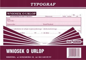 DRUK WNIOSEK O URLOP 02030