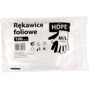 RĘKAWICE FOLIOWE M/L BEZ ZAWIESZKI 100 szt.